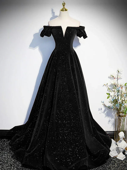 Green Off Shoulder A-line Floor Length Party Dress, Green Long Formal Dress Prom Dress HZ1024