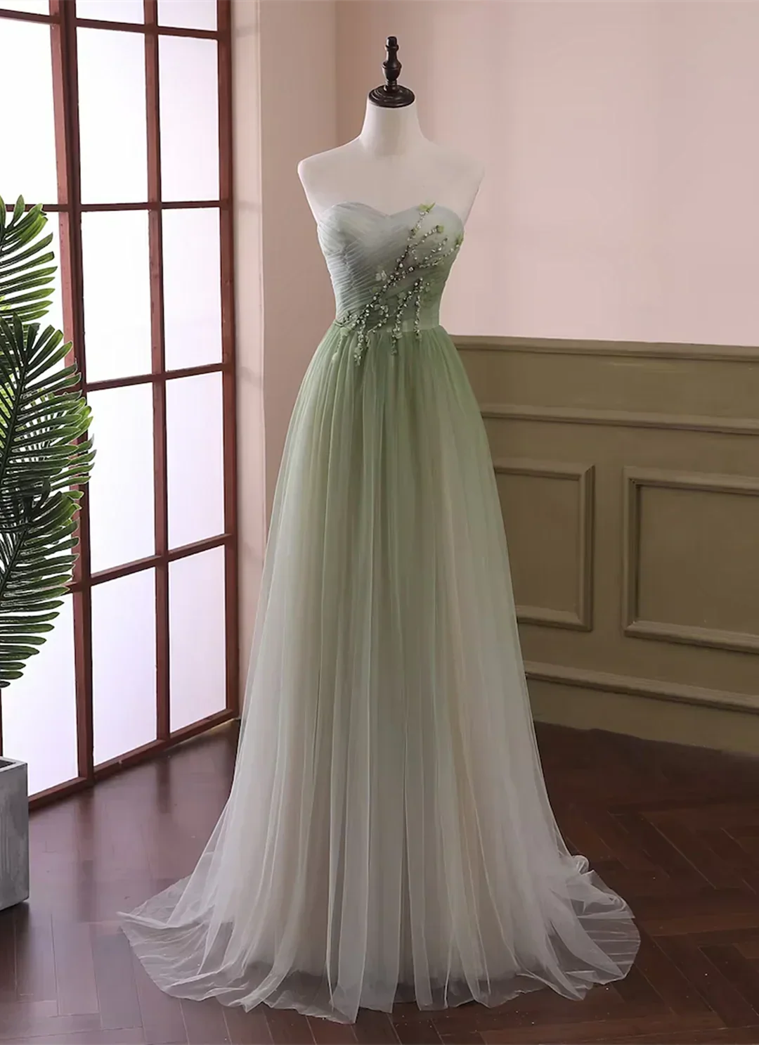 Beautiful Light Green Tulle A-line Formal Dress, Green Party Dress Prom Dress HZ1024