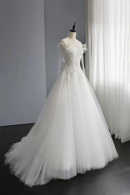 A-Line Tulle Lace Long Prom Dresses, Evening Party Dresses HZ1024