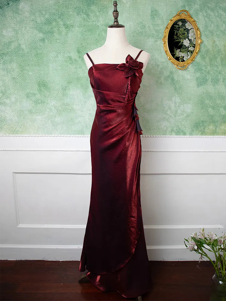 Purple Vintage Floral Embellished Sheath Gown Evening Dress HZ1024