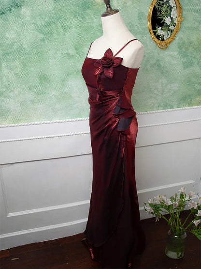 Purple Vintage Floral Embellished Sheath Gown Evening Dress HZ1024