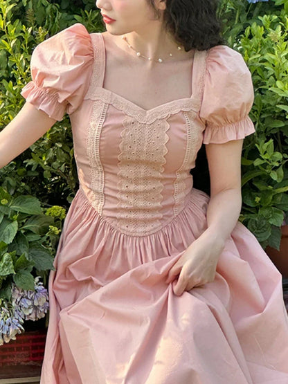Retro Sweet Short Sleeve Birthday Party Dress HZ1024