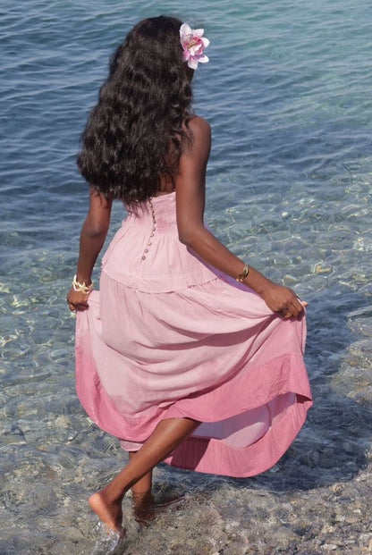 Sweet Pink A-line Tube Top Strapless Birthday Party Dress HZ1024