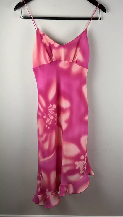 Vintage Pink Floral Ruffle Strap Short Ball Gown Evening Dress HZ1024