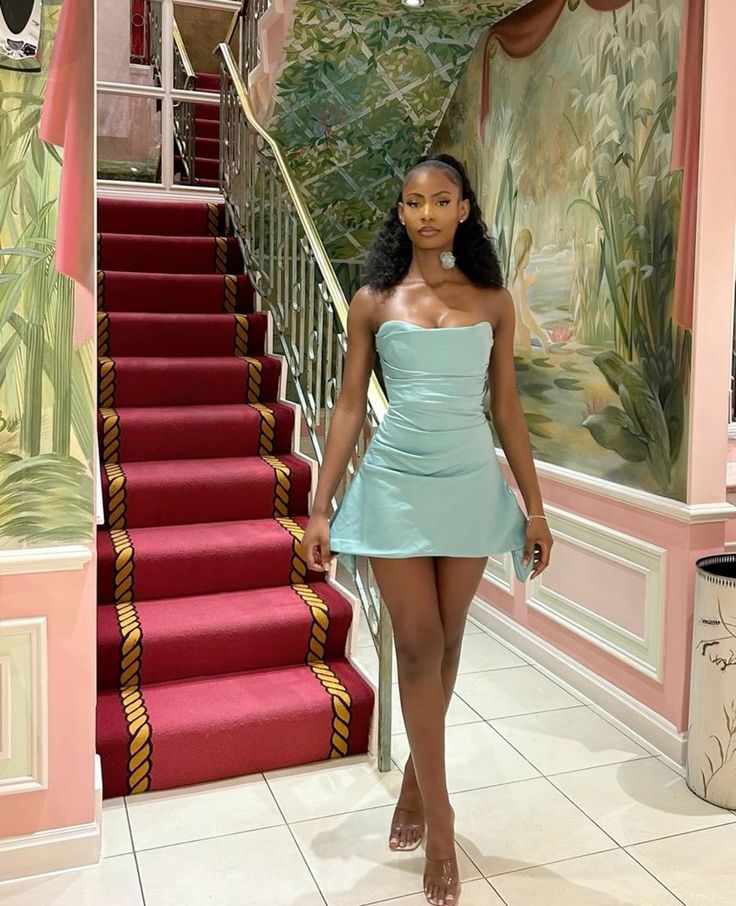 Chic Green Off Shoulder Sleeveless Mini Party Dress Homecoming Dress HZ1024