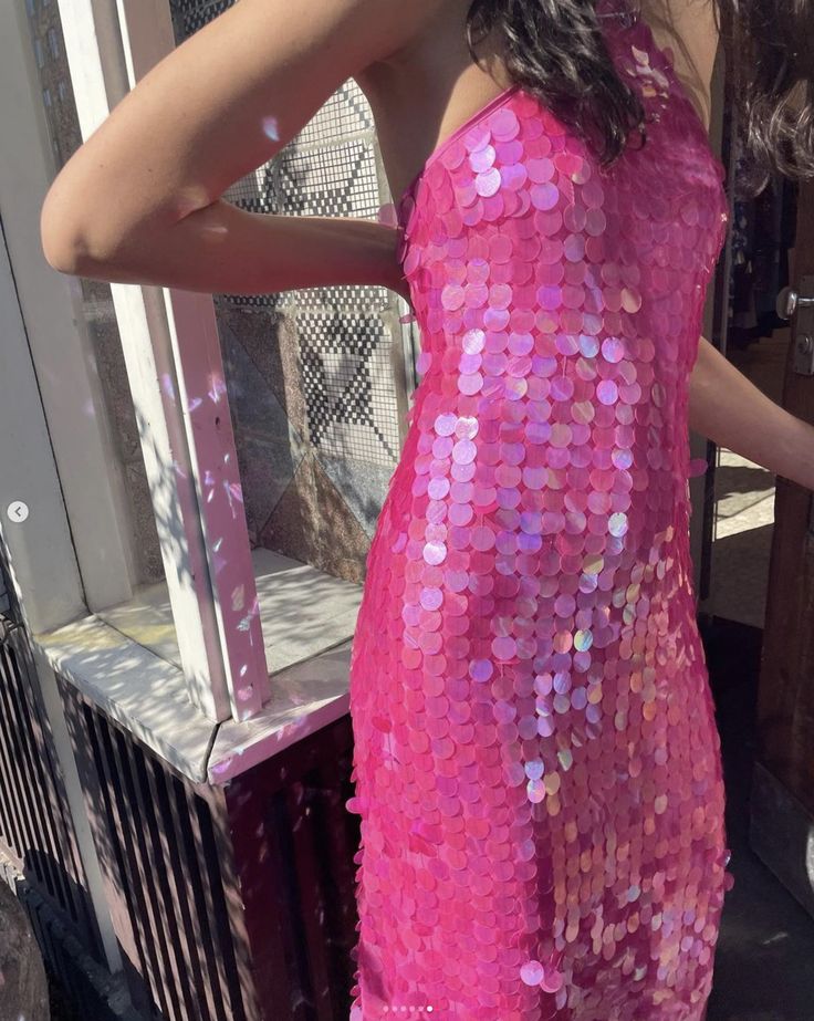 Gorgeous Hot Pink Sequined Backless Sleeveless Ankle-Length Prom Dress Evening Dress HZ1024