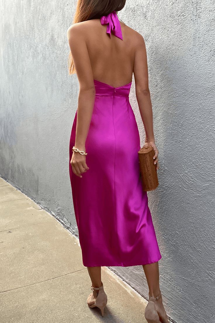 Elegant Satin Rose Purple Backless Off Shoulder Formal Prom Dress Evening Gown HZ1024