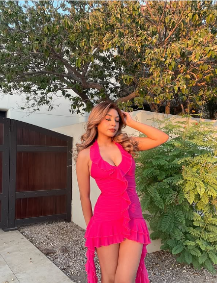 Halter Neck Low Neck Sleeveless Ruffle Mini Prom Dress Party Dress HZ1024