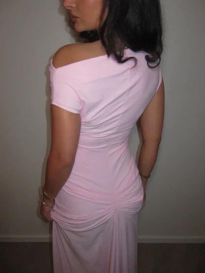 Elegant Pink Sleeveless Bodycon Mermaid Simple Long Prom Dress Evening Dress HZ1024