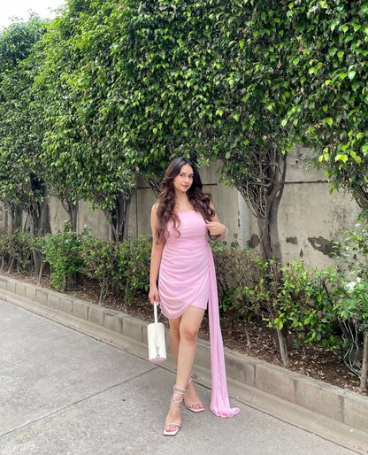 Sweetheart Pink Strapless Sleeveless Bodycon Mermaid Short Party Dress Homecoming Dress HZ1024