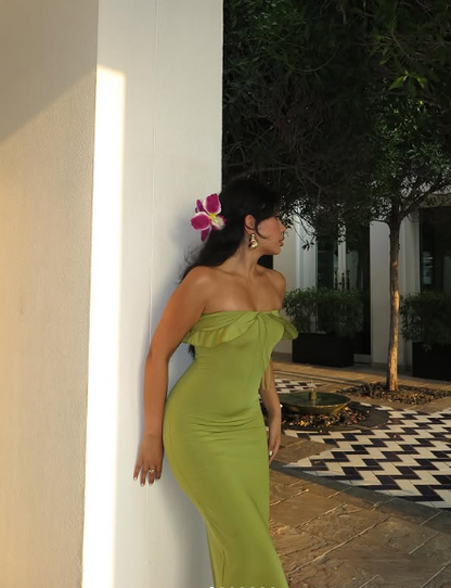 Sexy Green Off Shoulder Sleeveless Mermaid Long Prom Dress Evening Dress HZ1024