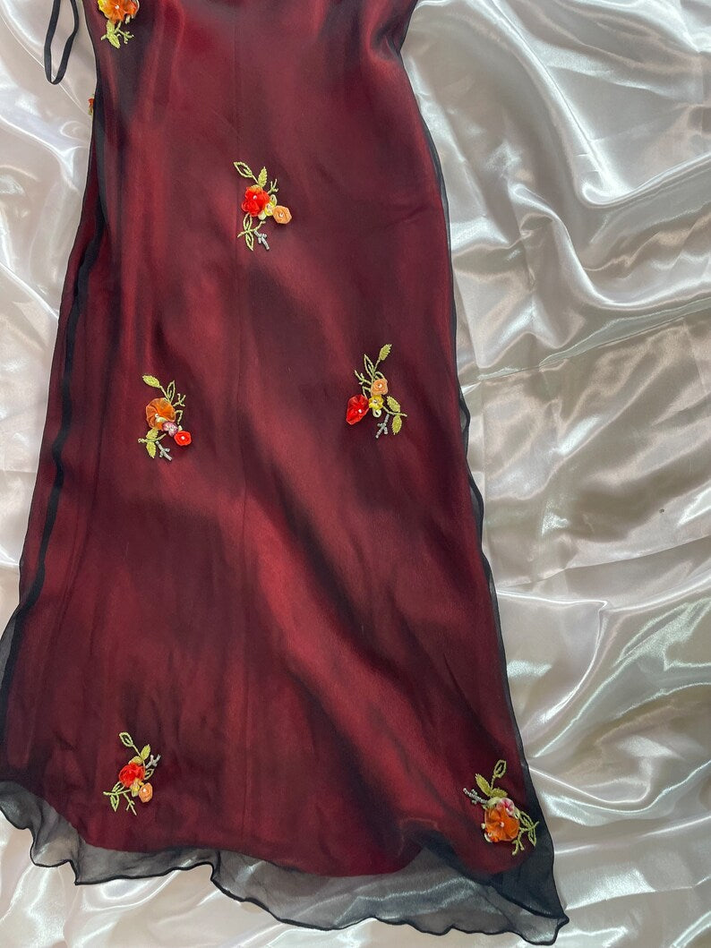 Sexy Burgundy Off-the-shoulder Sleeveless Embroidered Ball Gown Evening Dress HZ1024