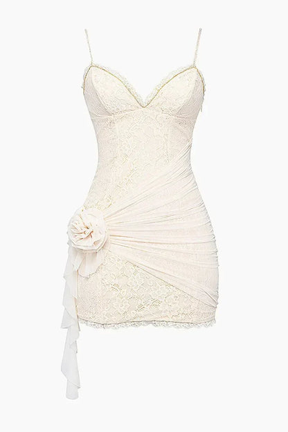 Sexy Lace Suspender Ivory V-Neck Bodycon Short Prom Dress Party Dress HZ1024