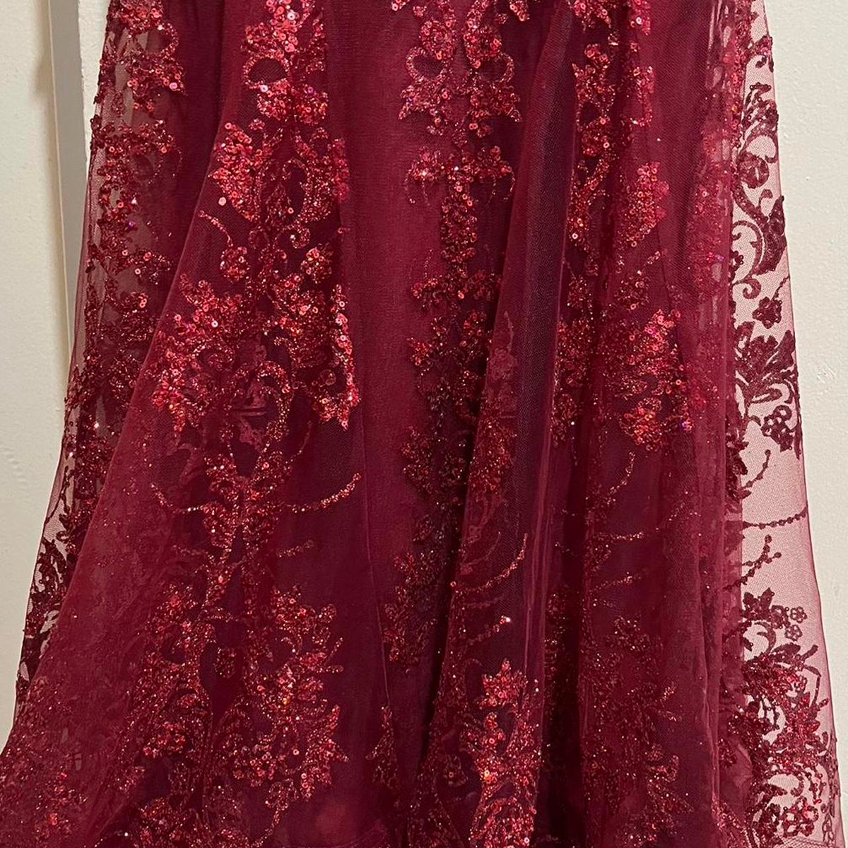 Sexy Burgundy Strapless V-Neck Mermaid Sequined Ball Gown Evening Dress HZ1024