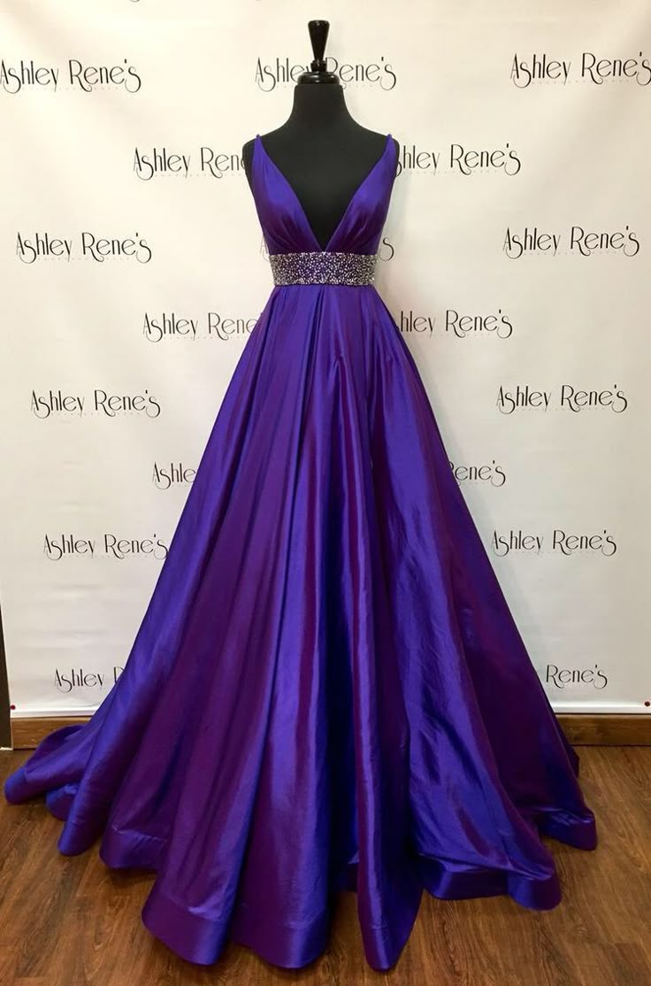 Elegant Purple Deep V Neck Straps Sleeveless A-Line Satin Slit Long Prom Dress Evening Dress HZ1024