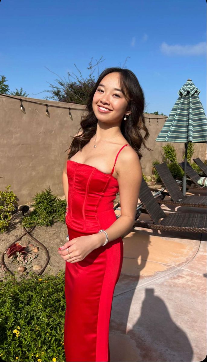 Beautiful Red Strapless Sleeveless Satin Mermaid Prom Dress Evening Dress HZ1024