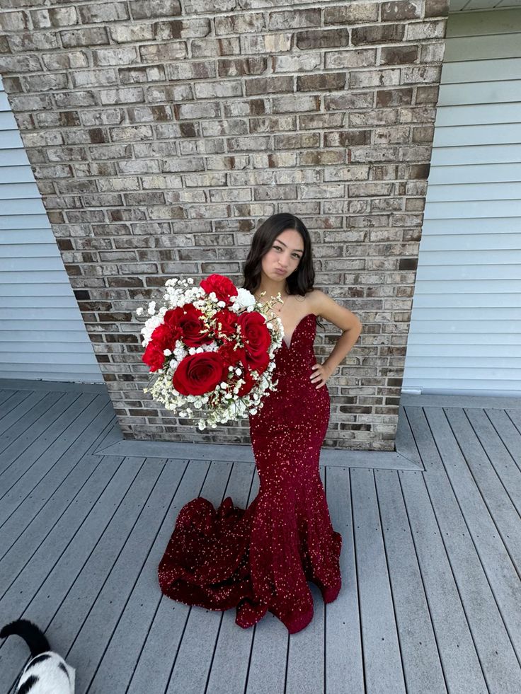 Gorgeous Strapless Mermaid Floor-length Ball Gown Evening Dress HZ1024