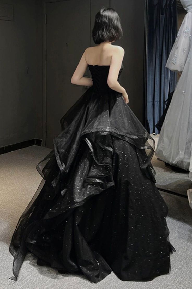 Elegant Black Off Shoulder A-Line Tulle Long Formal Prom Dress Evening Gown HZ1024