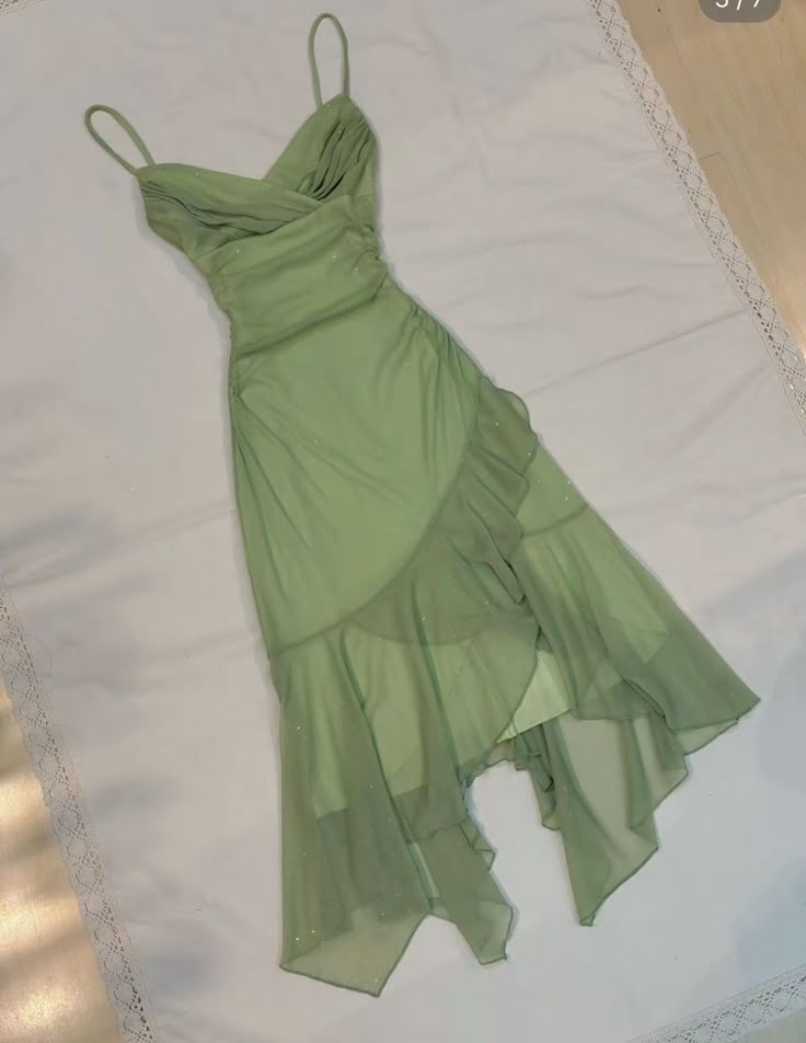 Simple Green Strapless Chiffon Ruffle Prom Dress Evening Dress HZ1024