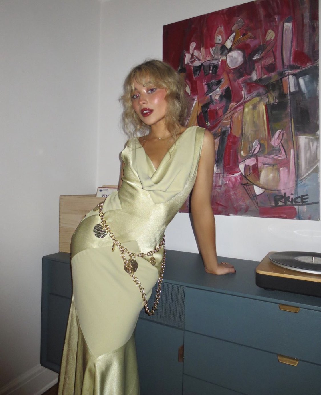 Beautiful Green Sleeveless Satin Mermaid Long Prom Dress Evening Dress No Waist Chain HZ1024