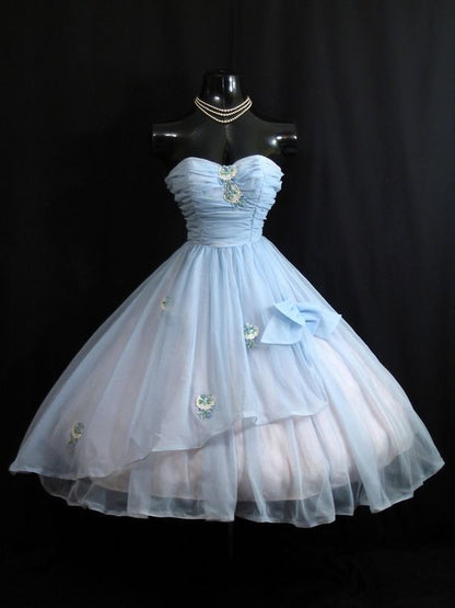Sweet Blue Off-Shoulder Sweetheart Neck A-Line Short Birthday Party Dress Homecoming Dress HZ1024