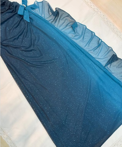 Vintage Gradient Blue One Shoulder Chiffon Shiny Mermaid Prom Dress Evening Dress HZ1024