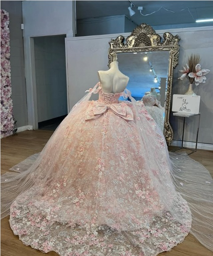 Sweet light pink princess dress sweetheart neckline bow tail A-line prom dress evening dress HZ1024