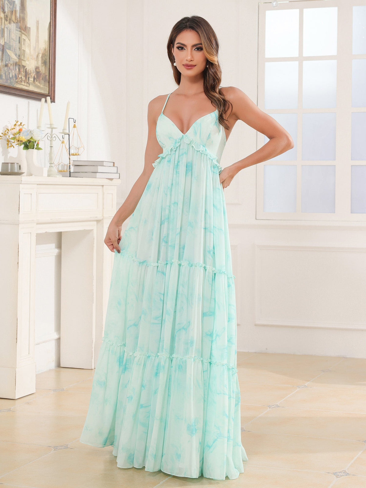Empire Chiffon Tiered Skirt Max Bohemian Dresses Minty Cloud