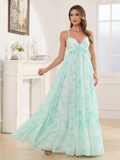 Empire Chiffon Tiered Skirt Max Bohemian Dresses Minty Cloud