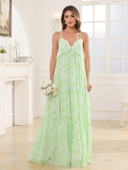 Empire Chiffon Tiered Skirt Max Bohemian Dresses Sage Dream