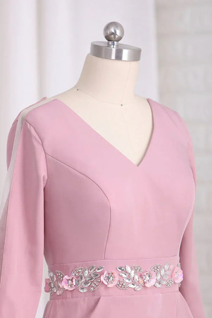 Elegant V-neck satin backless set with beaded bride Mother Of The Bride