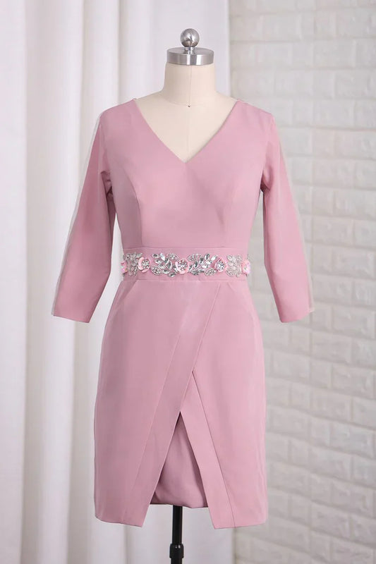 Elegant V-neck satin backless set with beaded bride Mother Of The Bride
