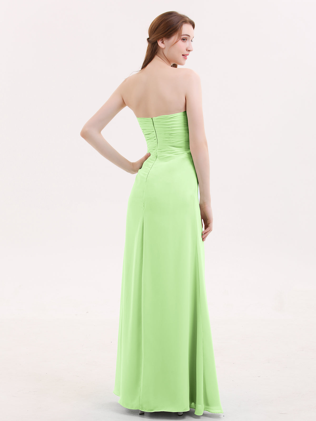 Strapless Sweetheart Neck Dress with Slit-Sage