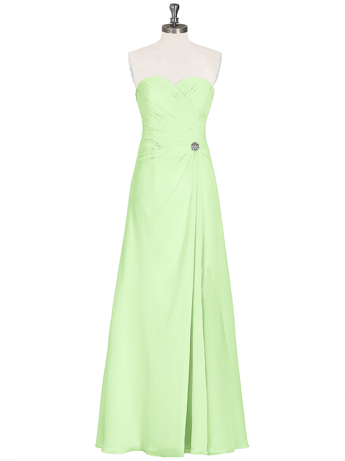 Strapless Sweetheart Neck Dress with Slit-Sage