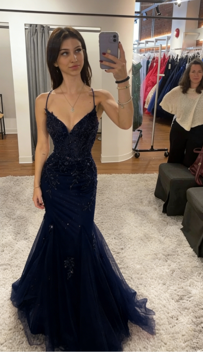 Classy Mermaid Straps Red Tulle Backless Long Prom Dresses Party Dress Birthday Outfits Graduation Dresses W0513