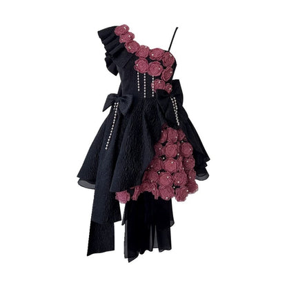 Cute Ball Gown Straps Lace Flowers Short Summer 18th Birthday Dresses Hoco Dress Mini 21st Birthday Outfit Cocktail Dresses W958
