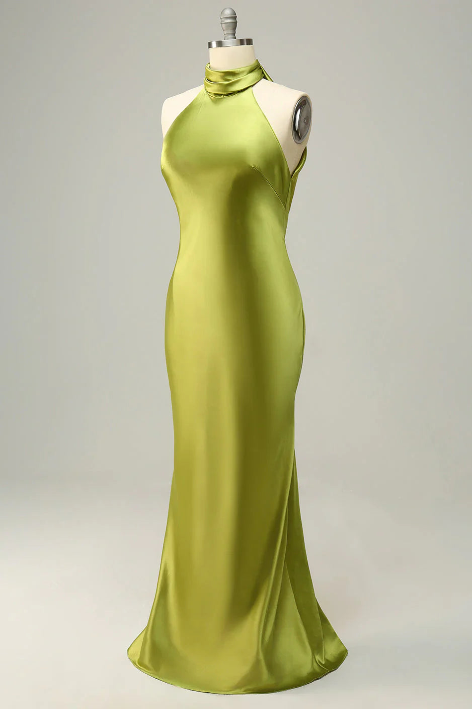 Halter Open Back Long Bridesmaid Dress