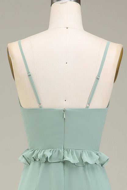 A-Line V-Neck Chiffon Bridesmaid Dress With Ruffles