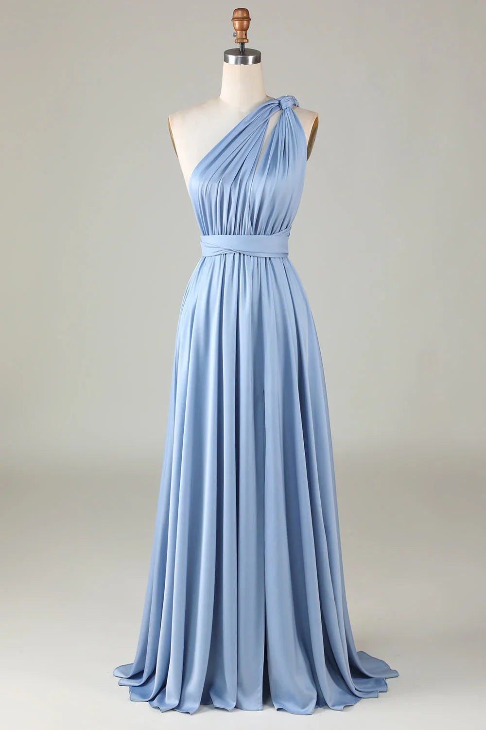 Versatile Open Back Wearing Dusty Blue Bridesmaid Dress