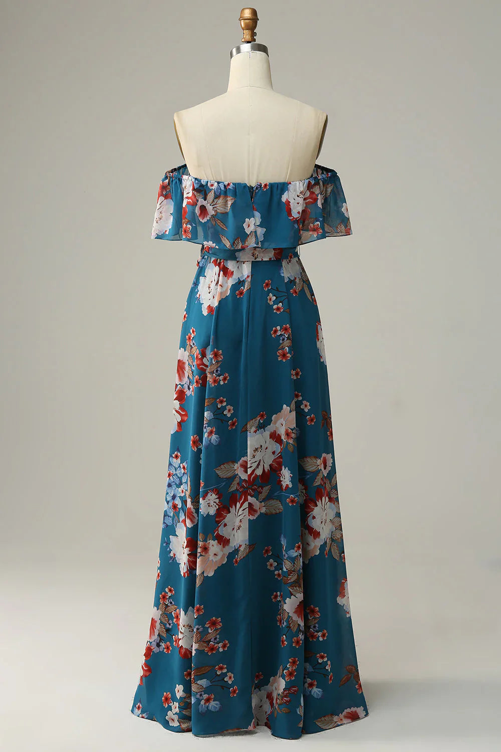 Floral Boho Chiffon Long Bridesmaid Dress