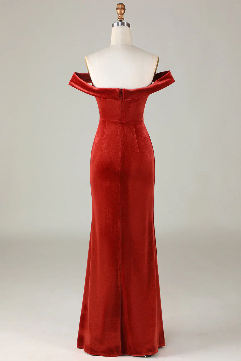 Velvet Off The Shoulder Bridesmaid Dress