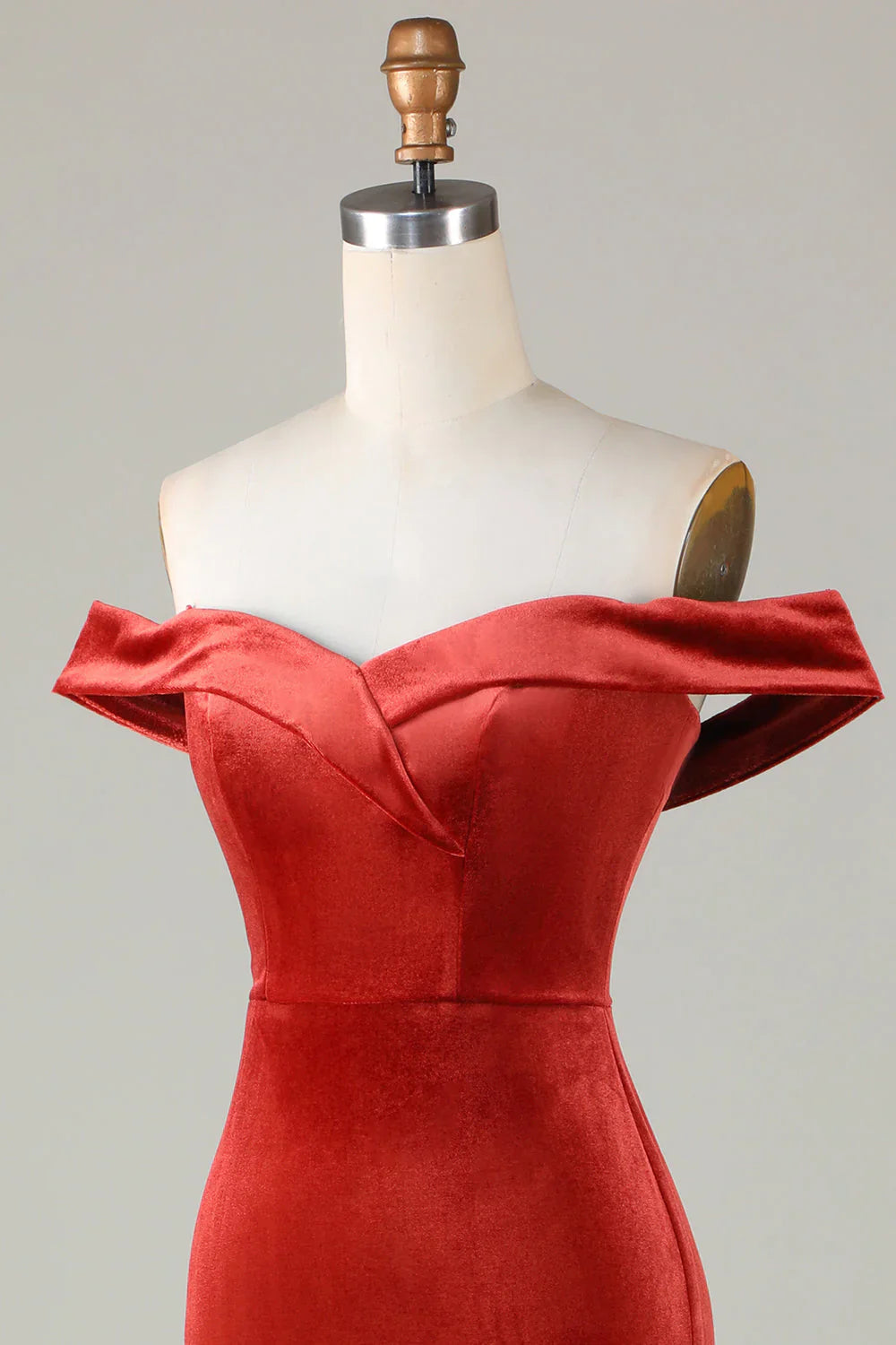 Velvet Off The Shoulder Bridesmaid Dress