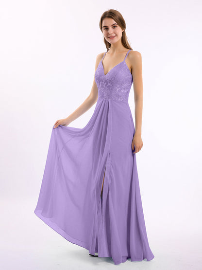 Lace Bodice Chiffon Skirt Dresses with Slit Tahiti
