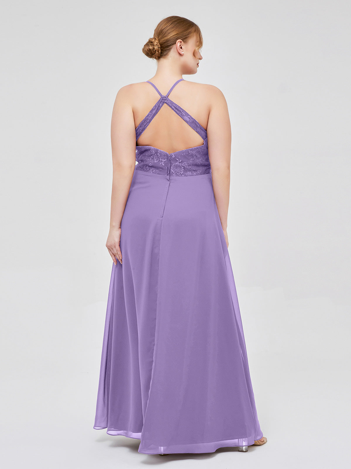 Lace Bodice Chiffon Skirt Dresses with Slit Tahiti