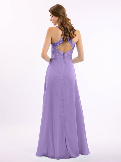 Lace Bodice Chiffon Skirt Dresses with Slit Tahiti