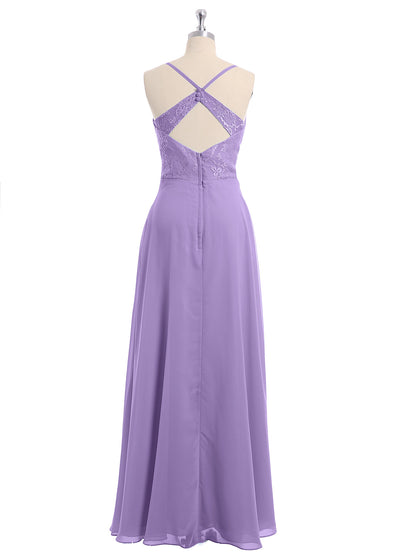 Lace Bodice Chiffon Skirt Dresses with Slit Tahiti