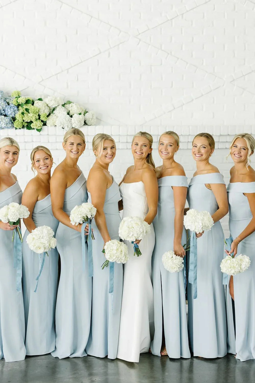 Wedding Dress For Guest/Elegant Sheath One Shoulder Sky Blue Long Bridesmaid Dresses/Formal Wear Dresses