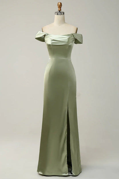 Green Mermaid Invisible Long Bridesmaid Dress