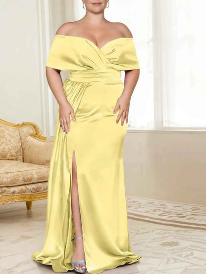 Speaker/Fishtail Off Shoulder Mother of the bride dress