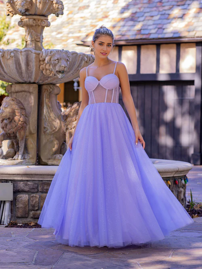 Aimishang Elegant Evening Dress Spaghetti Straps Corset Floor Length Tulle Prom Dress